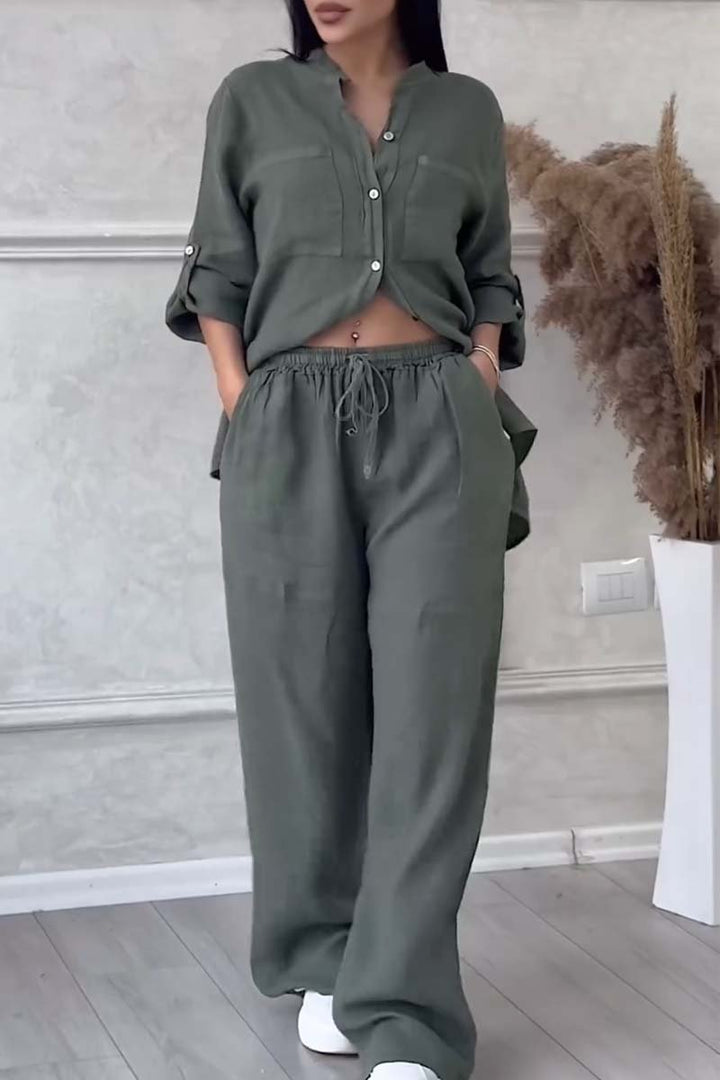Women's Cotton and Linen Two-Piece Set - Effortless Elegance