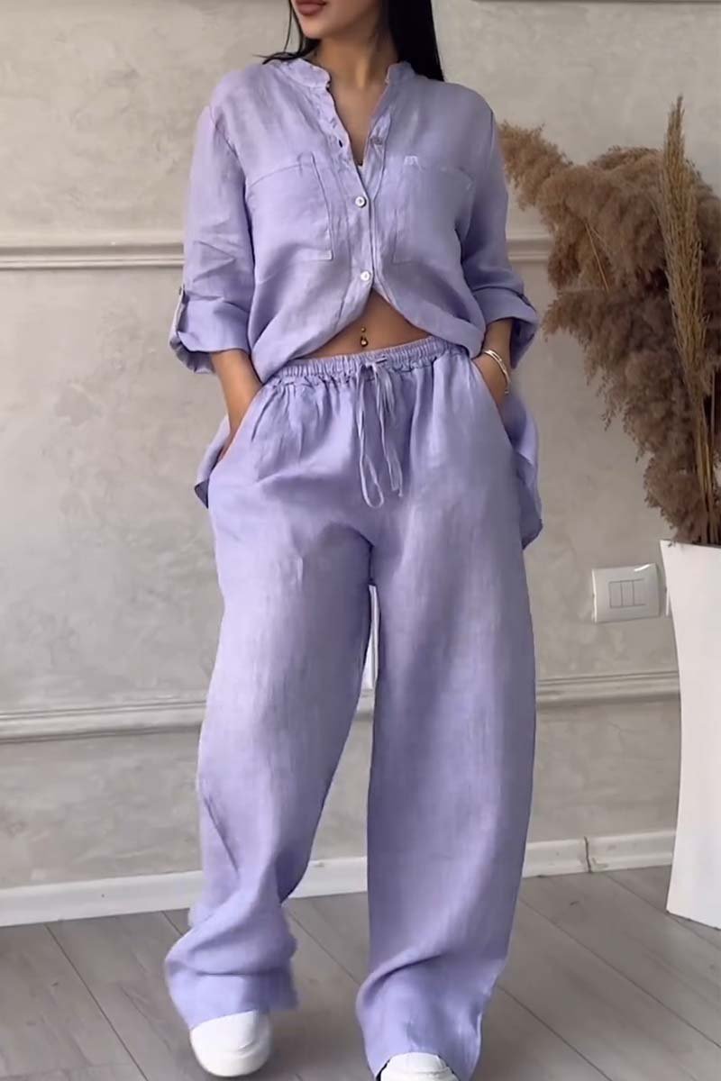 Women's Cotton and Linen Two-Piece Set - Effortless Elegance