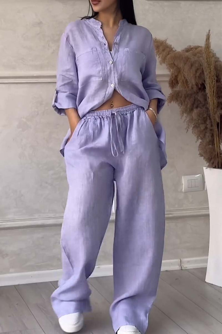 Women's Cotton and Linen Two-Piece Set - Effortless Elegance