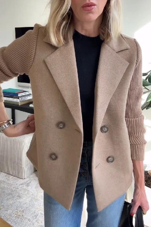Women's Knit-Sleeve Blazer - Polished Look with Knit Comfort