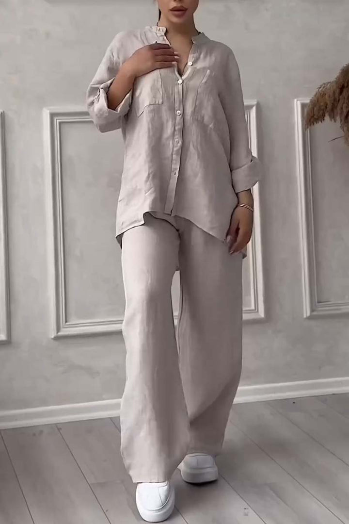 Women's Cotton and Linen Two-Piece Set - Effortless Elegance
