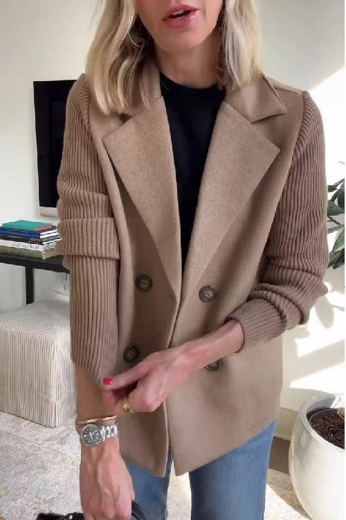 Women's Knit-Sleeve Blazer - Polished Look with Knit Comfort