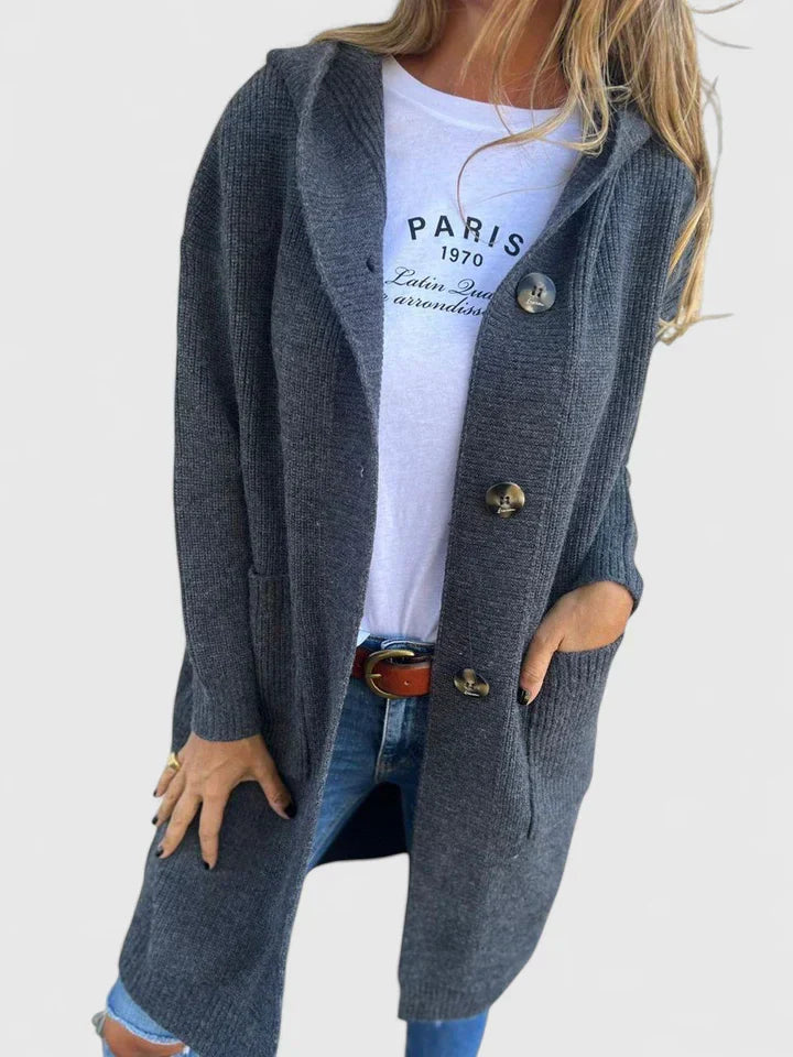 Women's Long Ribbed Hooded Cardigan - Effortless Layering