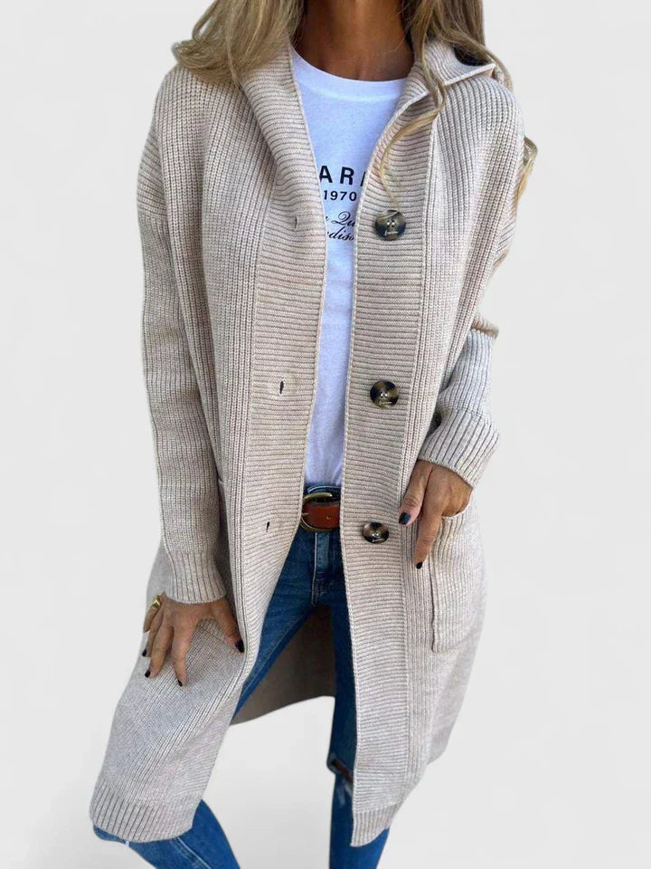 Women's Long Ribbed Hooded Cardigan - Effortless Layering