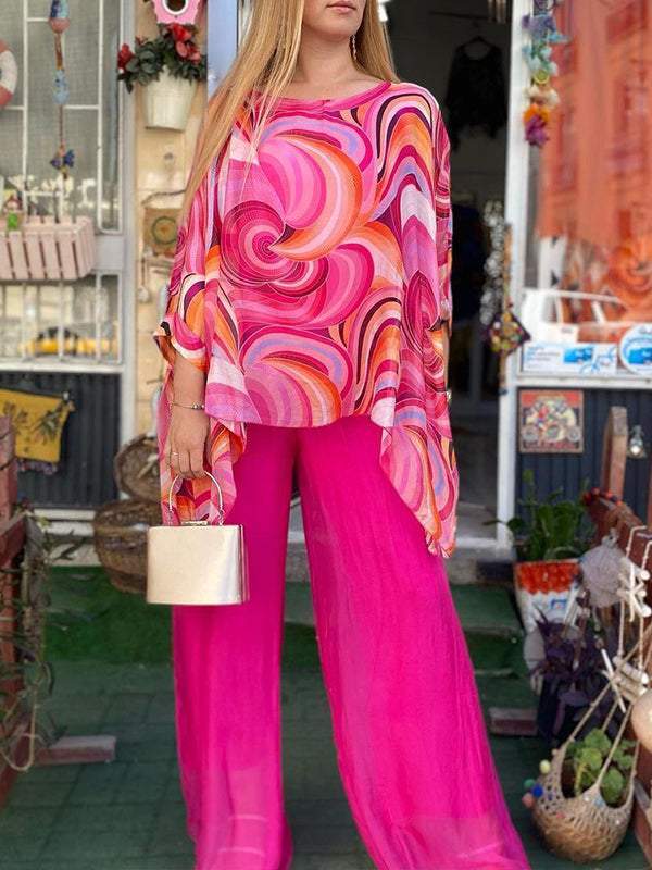 Women's Artistic Swirl Print Two Piece Set - Light & Airy