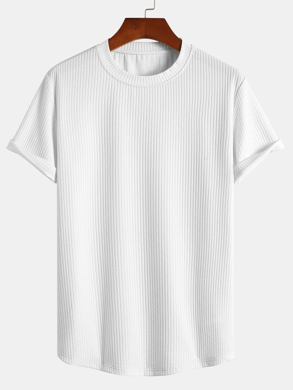 Men's Ribbed Muscle Fit T-Shirt – Stretch Crew Neck Essential