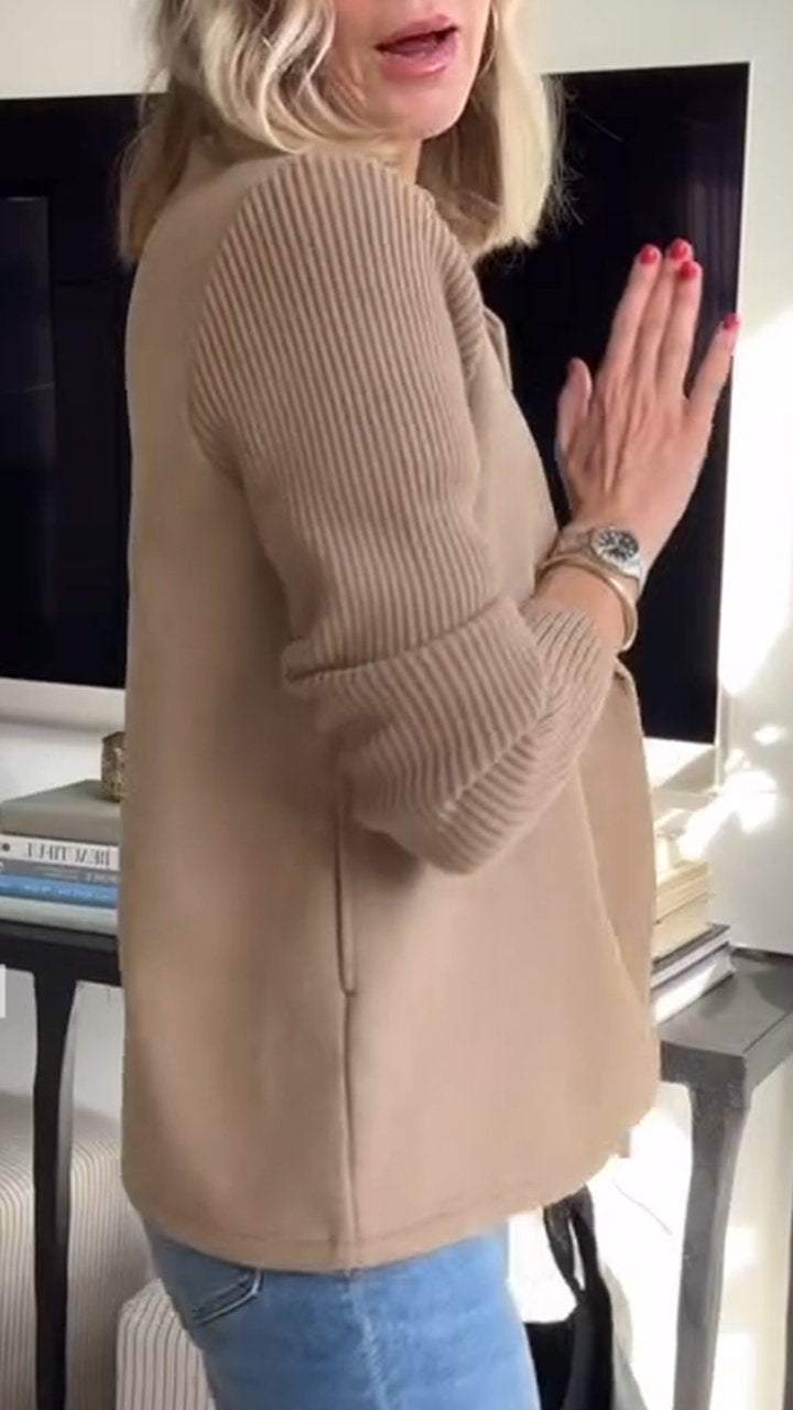 Women's Knit-Sleeve Blazer - Polished Look with Knit Comfort