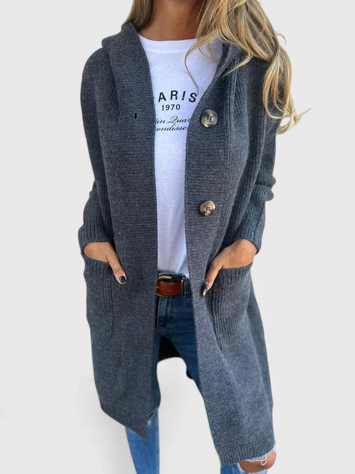 Women's Long Ribbed Hooded Cardigan - Effortless Layering