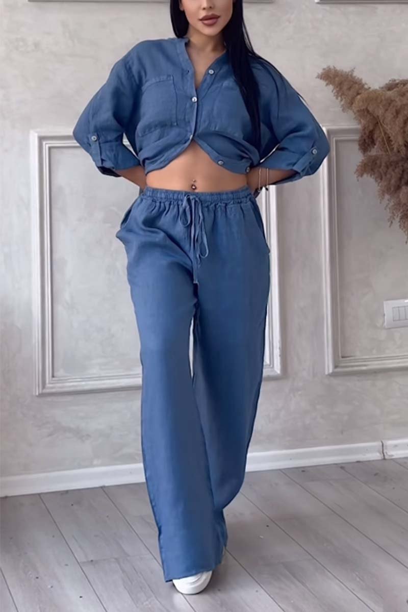 Women's Cotton and Linen Two-Piece Set - Effortless Elegance