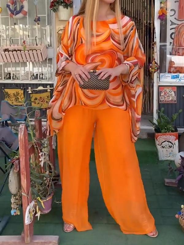 Women's Swirl Print Two-Piece Set - Vibrant & Airy Style