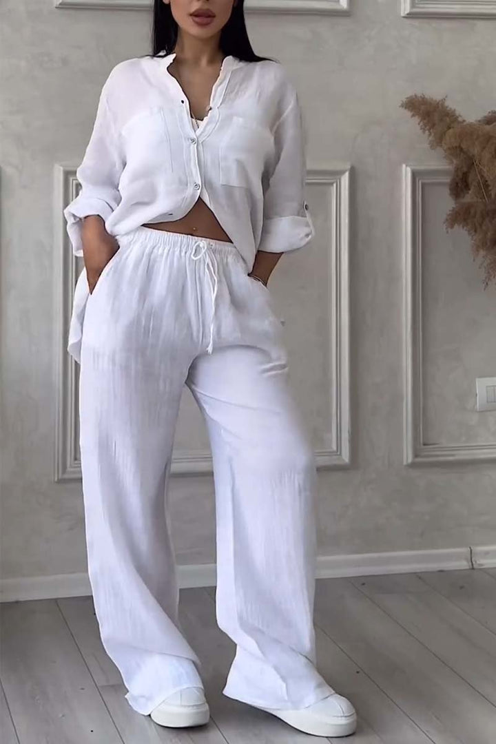 Women's Cotton and Linen Two-Piece Set - Effortless Elegance