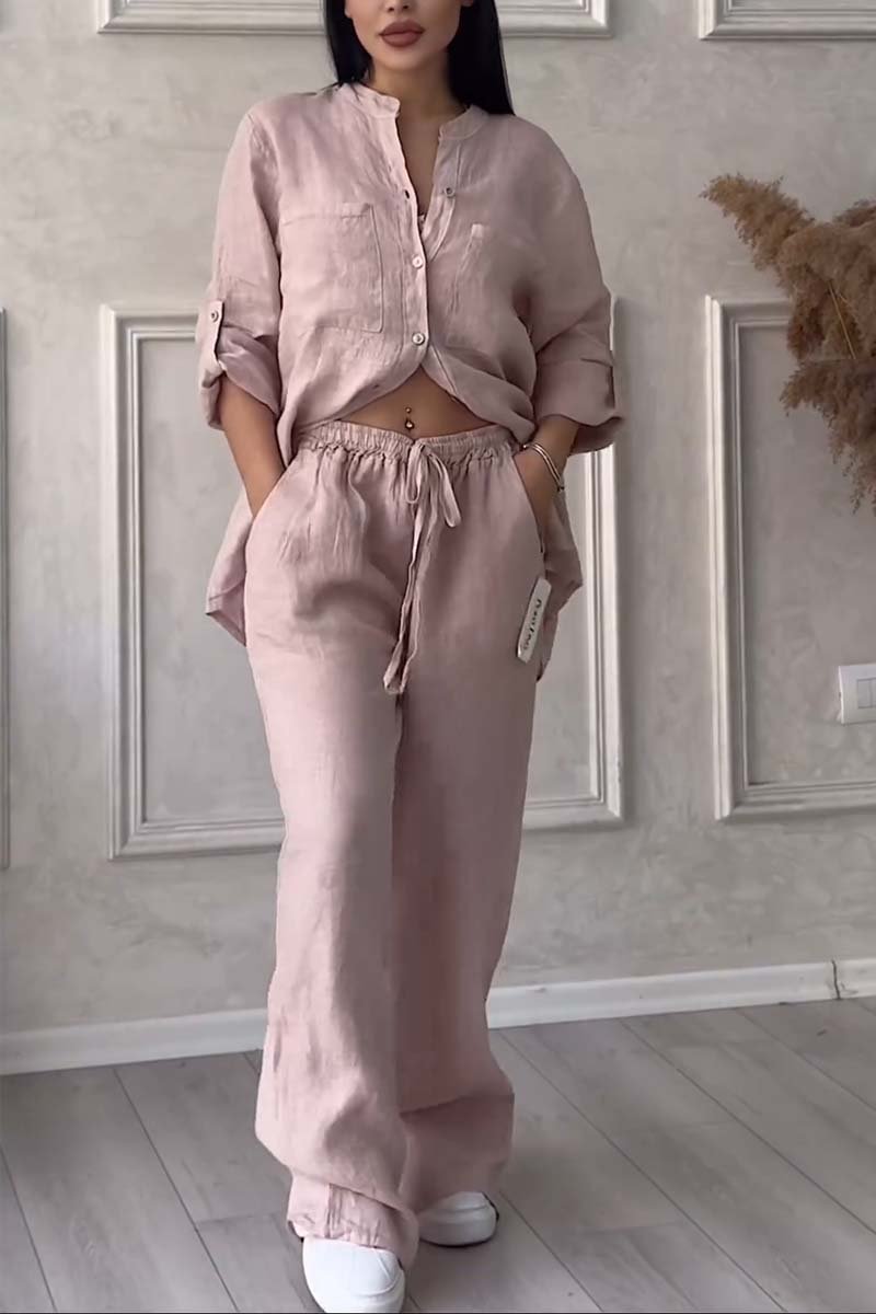 Women's Cotton and Linen Two-Piece Set - Effortless Elegance