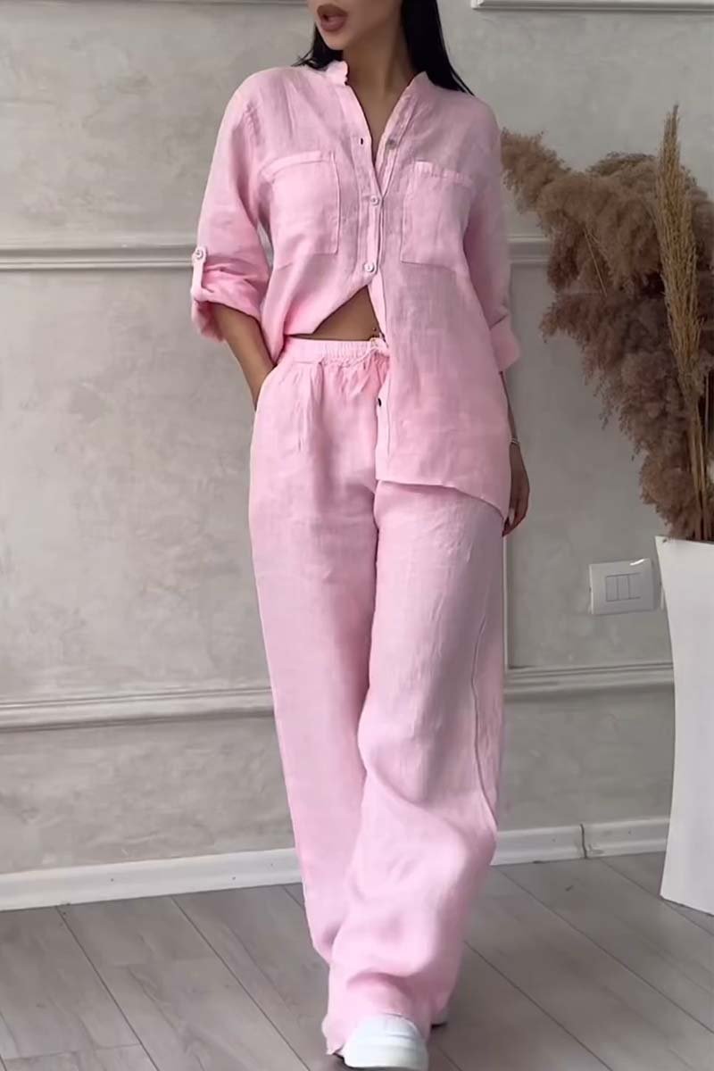 Women's Cotton and Linen Two-Piece Set - Effortless Elegance