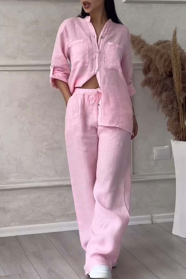 Women's Cotton and Linen Two-Piece Set - Effortless Elegance