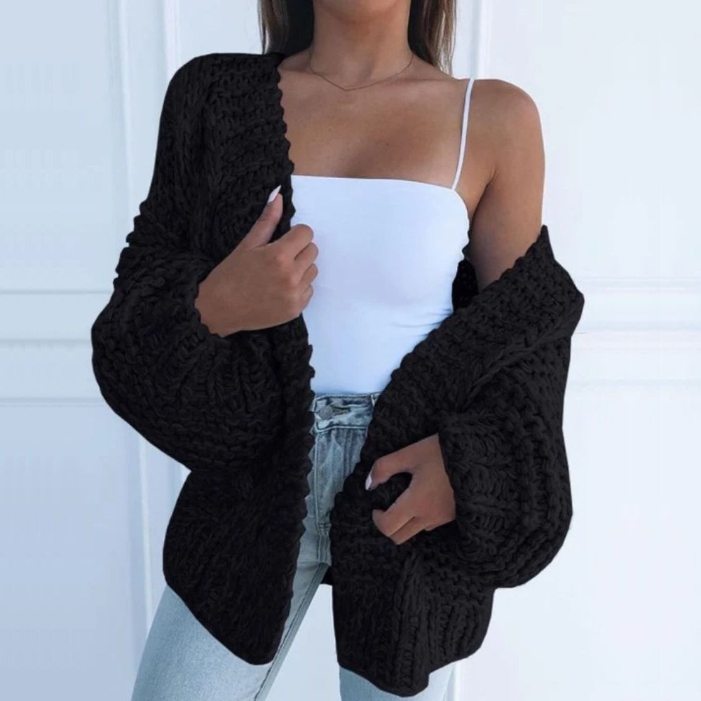 Women's Chunky Knit Open Cardigan - Cozy Layering Essential