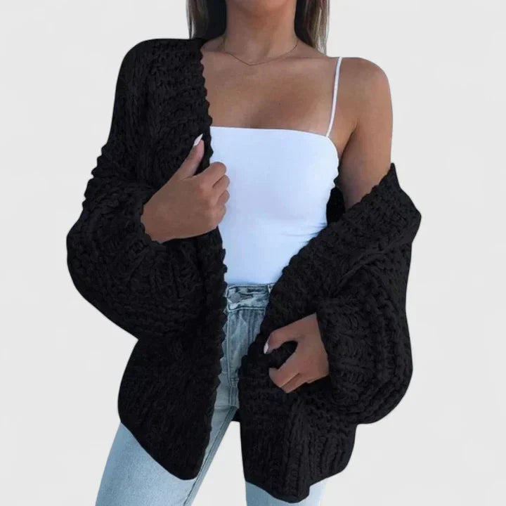 Women's Chunky Knit Open Cardigan - Cozy Layering Essential
