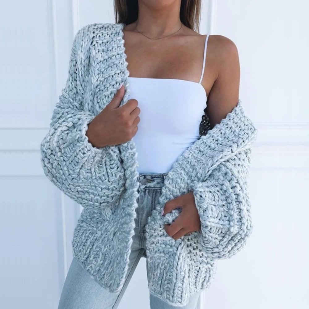 Women's Chunky Knit Open Cardigan - Cozy Layering Essential