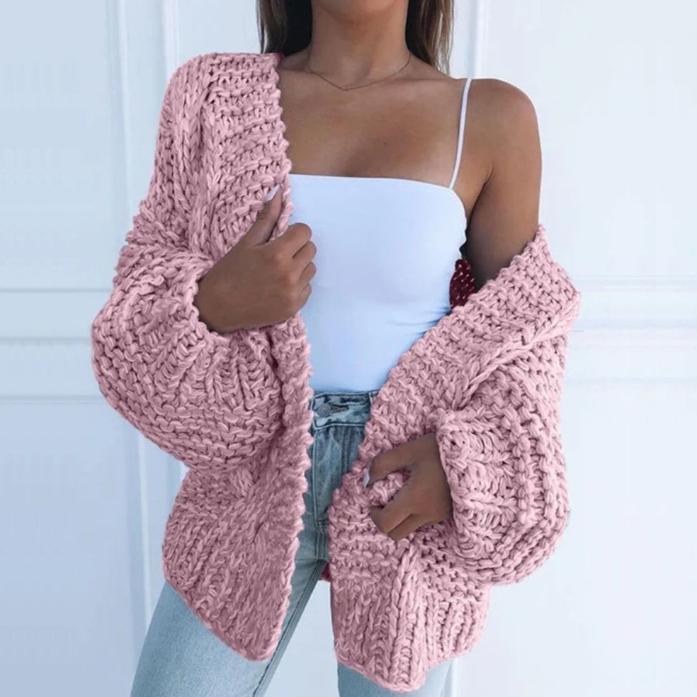 Women's Chunky Knit Open Cardigan - Cozy Layering Essential