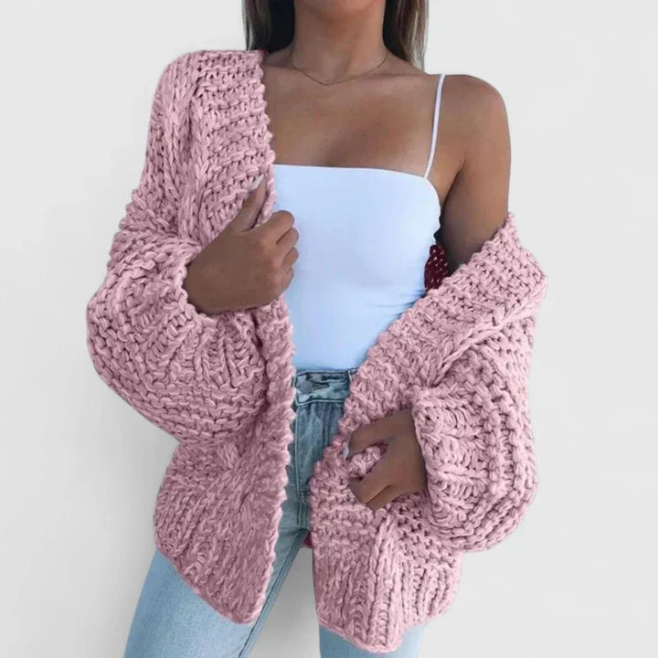Women's Chunky Knit Open Cardigan - Cozy Layering Essential