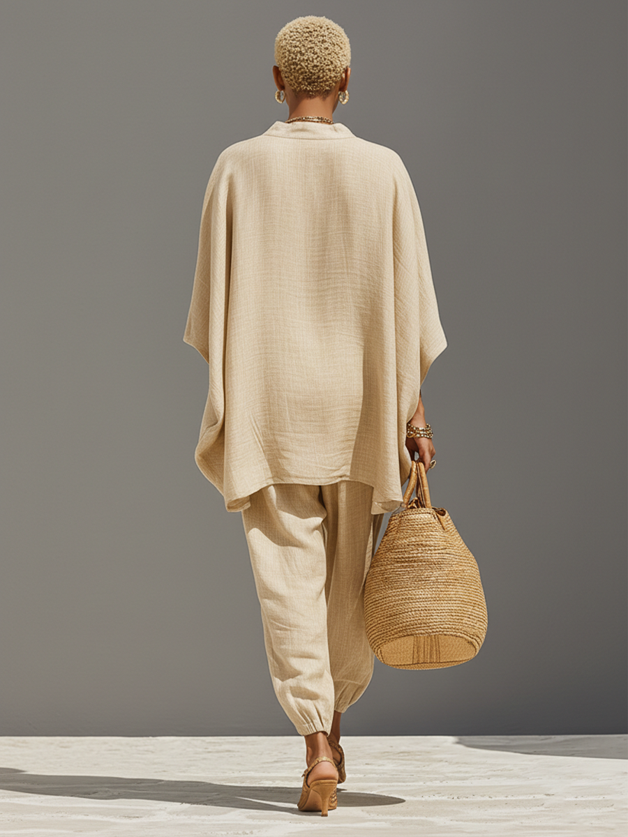 Women's Linen Asymmetrical Set - Effortless Everyday Look