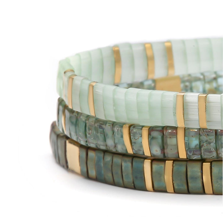 Luna Set bracelet set - close-up of Japanese Miyuki beads handcrafted in Paris