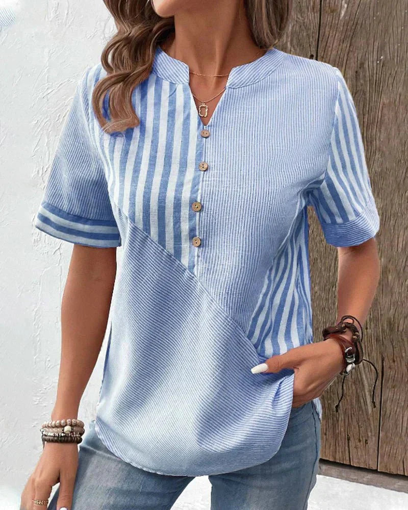 Women's Soft Striped Blouse - Effortless Everyday Elegance