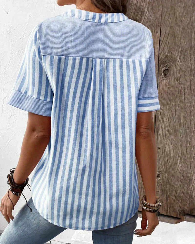 Women's Soft Striped Blouse - Effortless Everyday Elegance