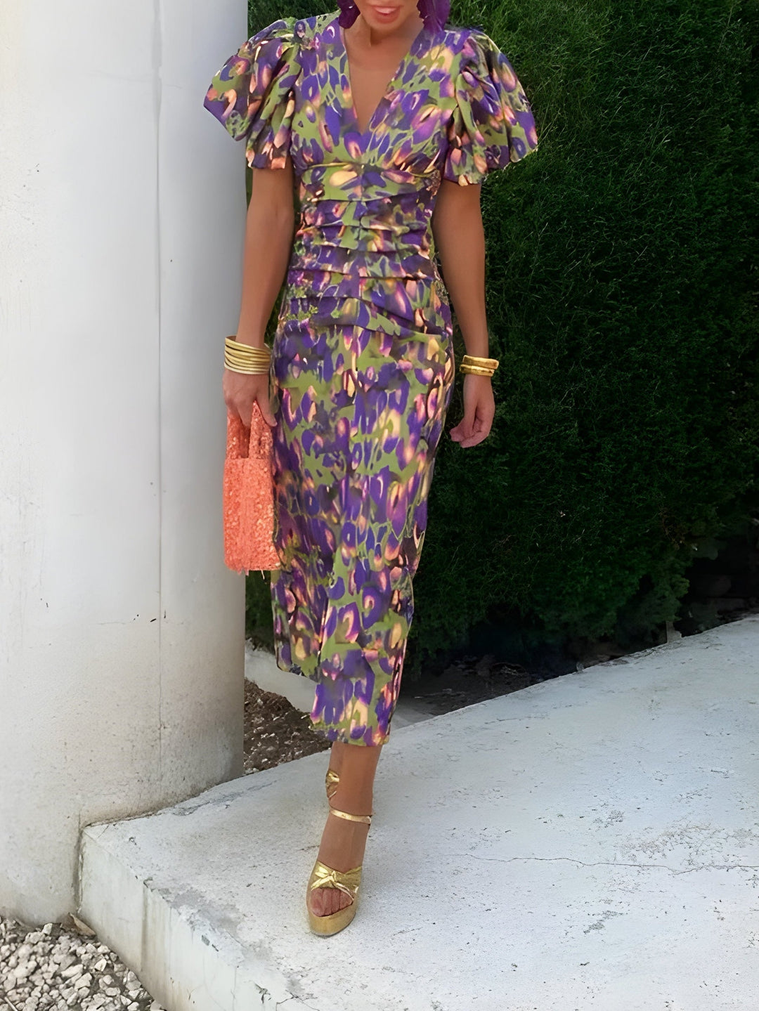 Tora Pleated-Sleeve Dress