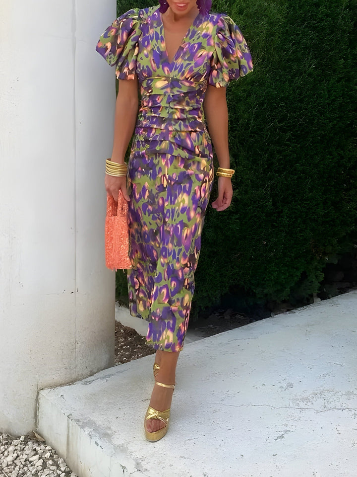 Tora Pleated-Sleeve Dress