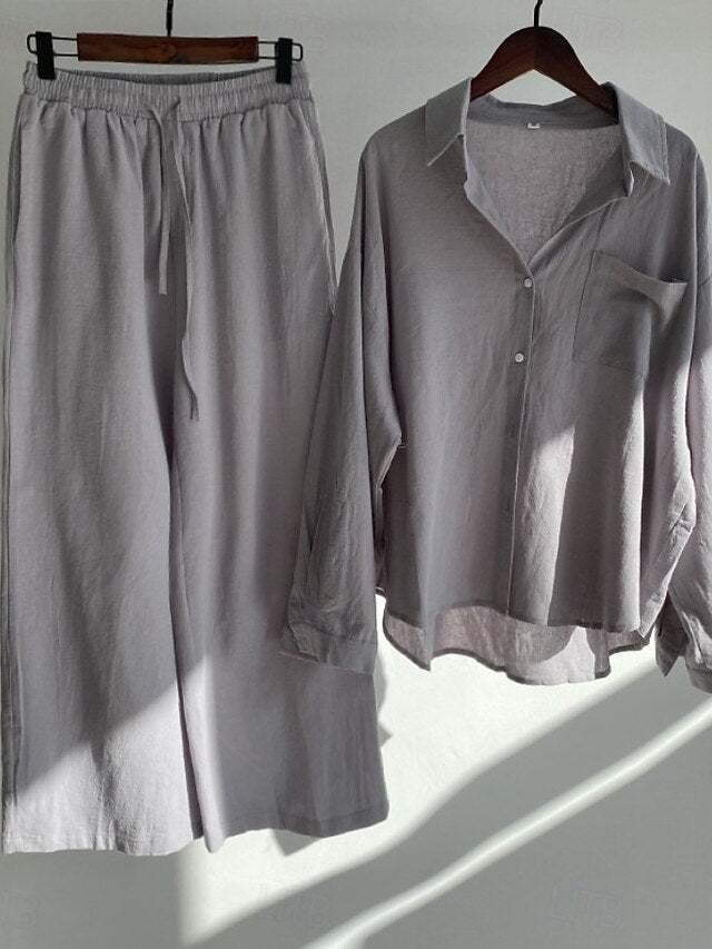 Women's Two-Piece Bolero Top and Pants Set - Effortless Streetwear