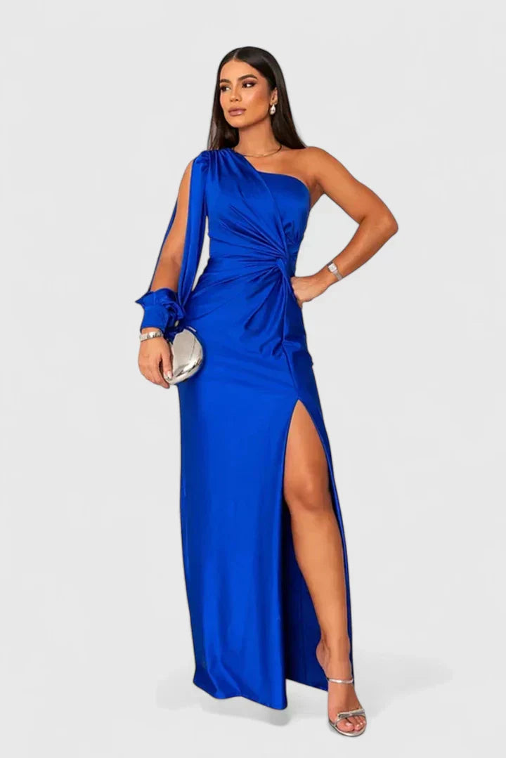 Women's One-Shoulder Maxi Dress - Elegant Party Styling