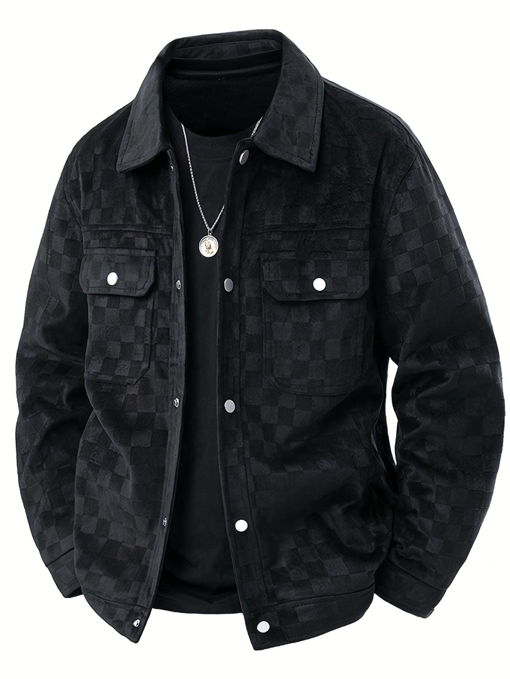 Men's Suede Checkerboard Jacket – Lined Smart-Casual Layer