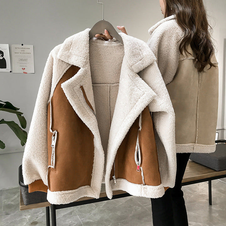 Women's Cozy Sherpa Collar Zip Jacket - Everyday Warmth