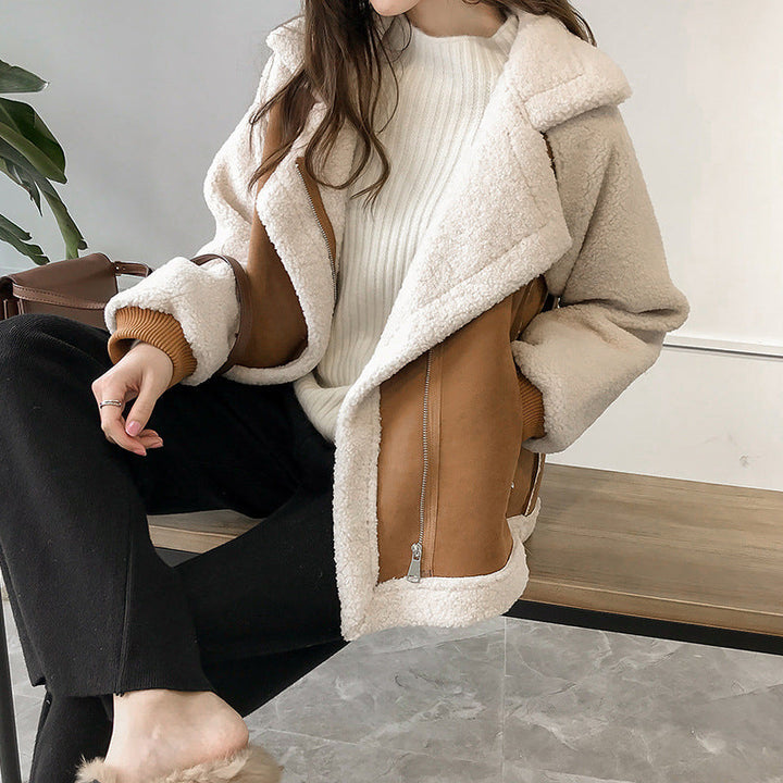 Women's Cozy Sherpa Collar Zip Jacket - Everyday Warmth