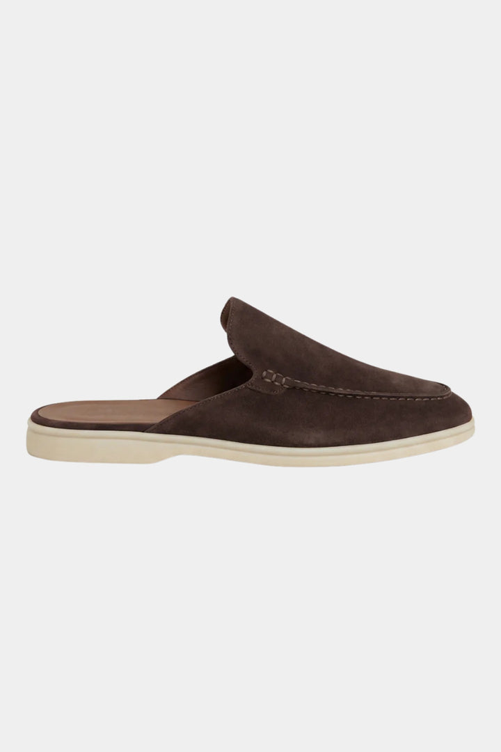 Men's Leather Slip-On Mules – Yacht Loafers – Brown