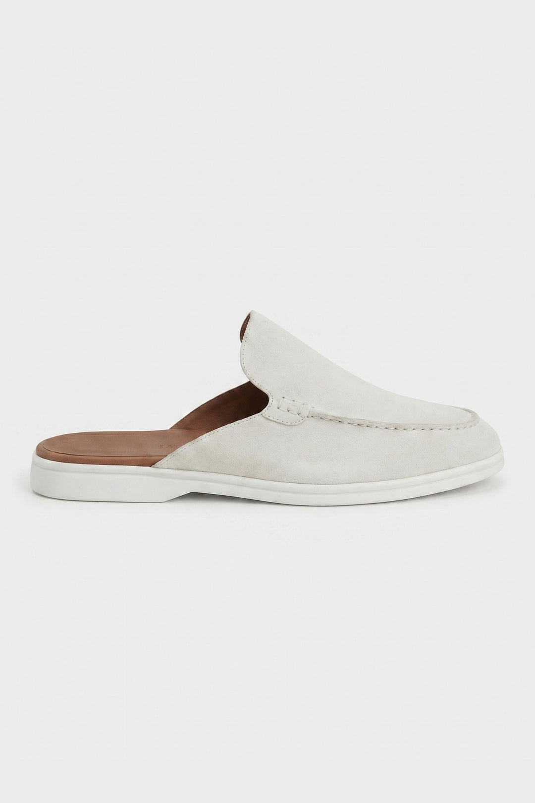 Men's Leather Slip-On Mules – Yacht Loafers – White