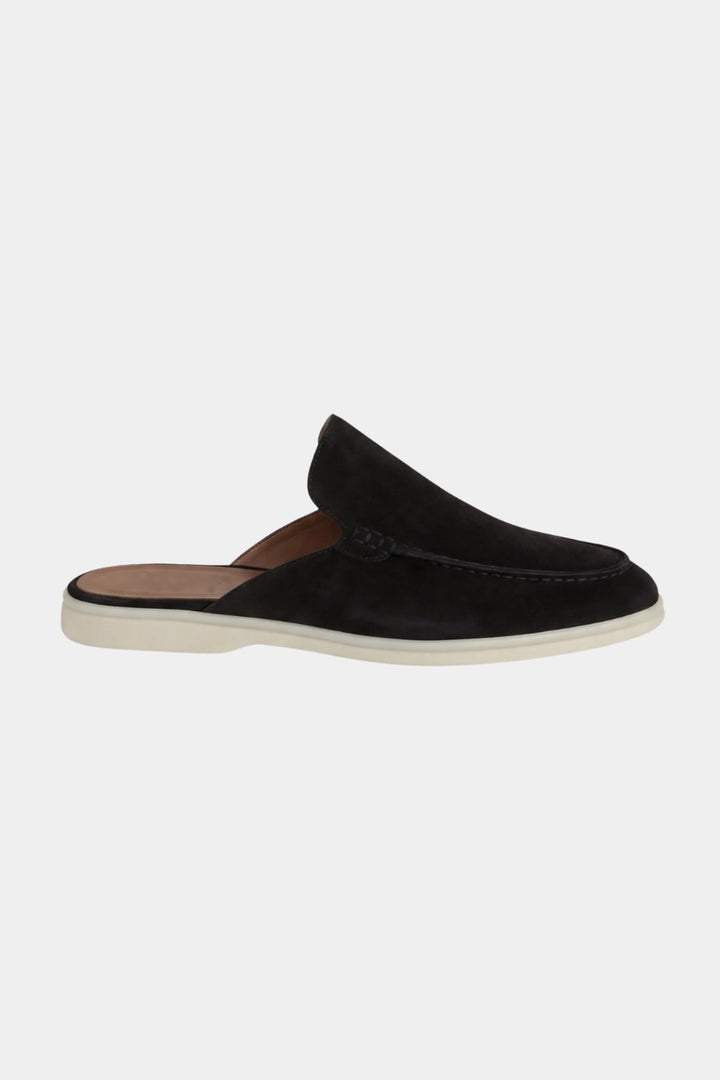 Men's Leather Slip-On Mules – Yacht Loafers – Black