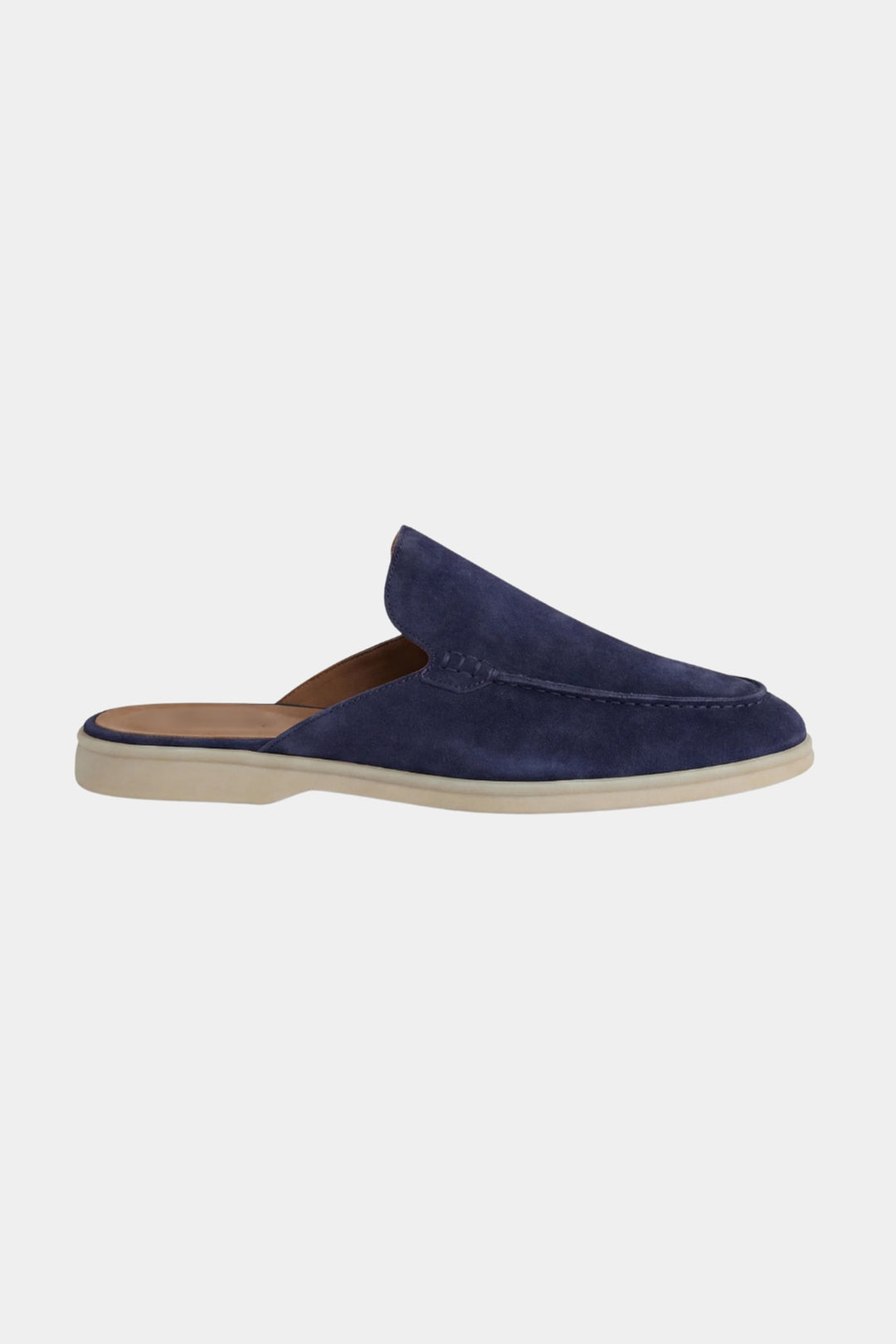 Men's Leather Slip-On Mules – Yacht Loafers – Navy