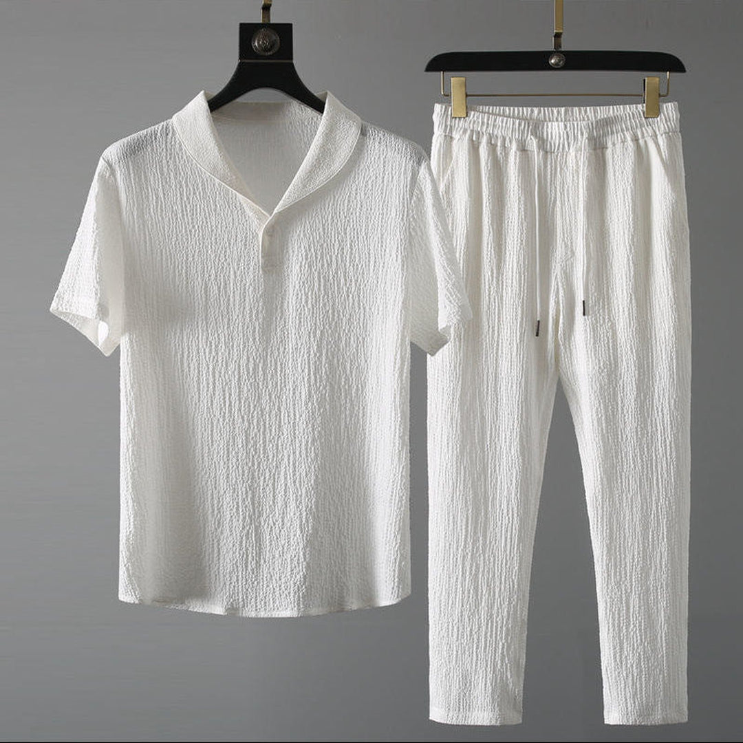 Men's Linen Set – Short-Sleeve Shirt & Trousers Summer Co-ord