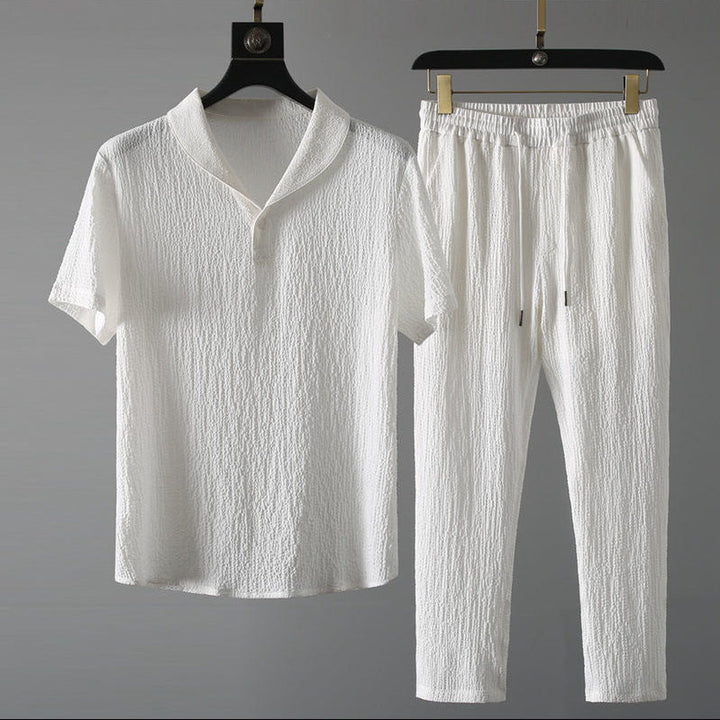 Men's Linen Set – Short-Sleeve Shirt & Trousers Summer Co-ord