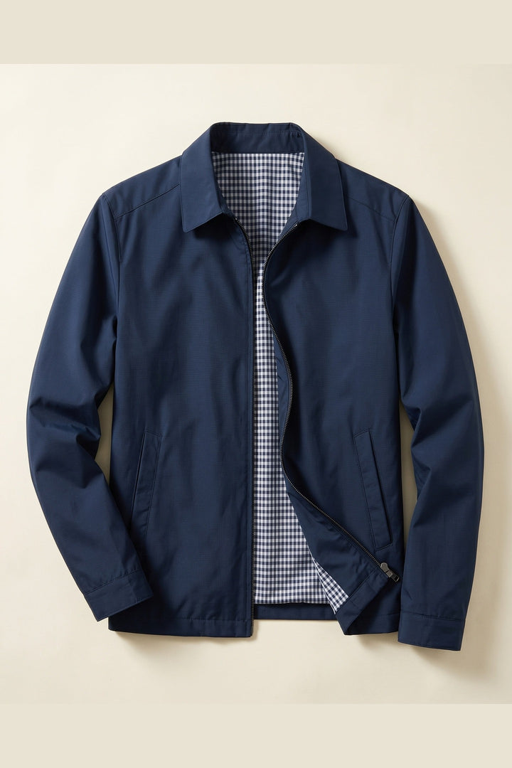 Men's Harrington Jacket – Cotton Gingham-Lined Casual Jacket