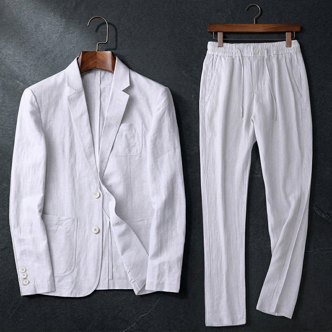 Men's Linen Cotton Suit – Relaxed Two-Piece for Summer Weddings