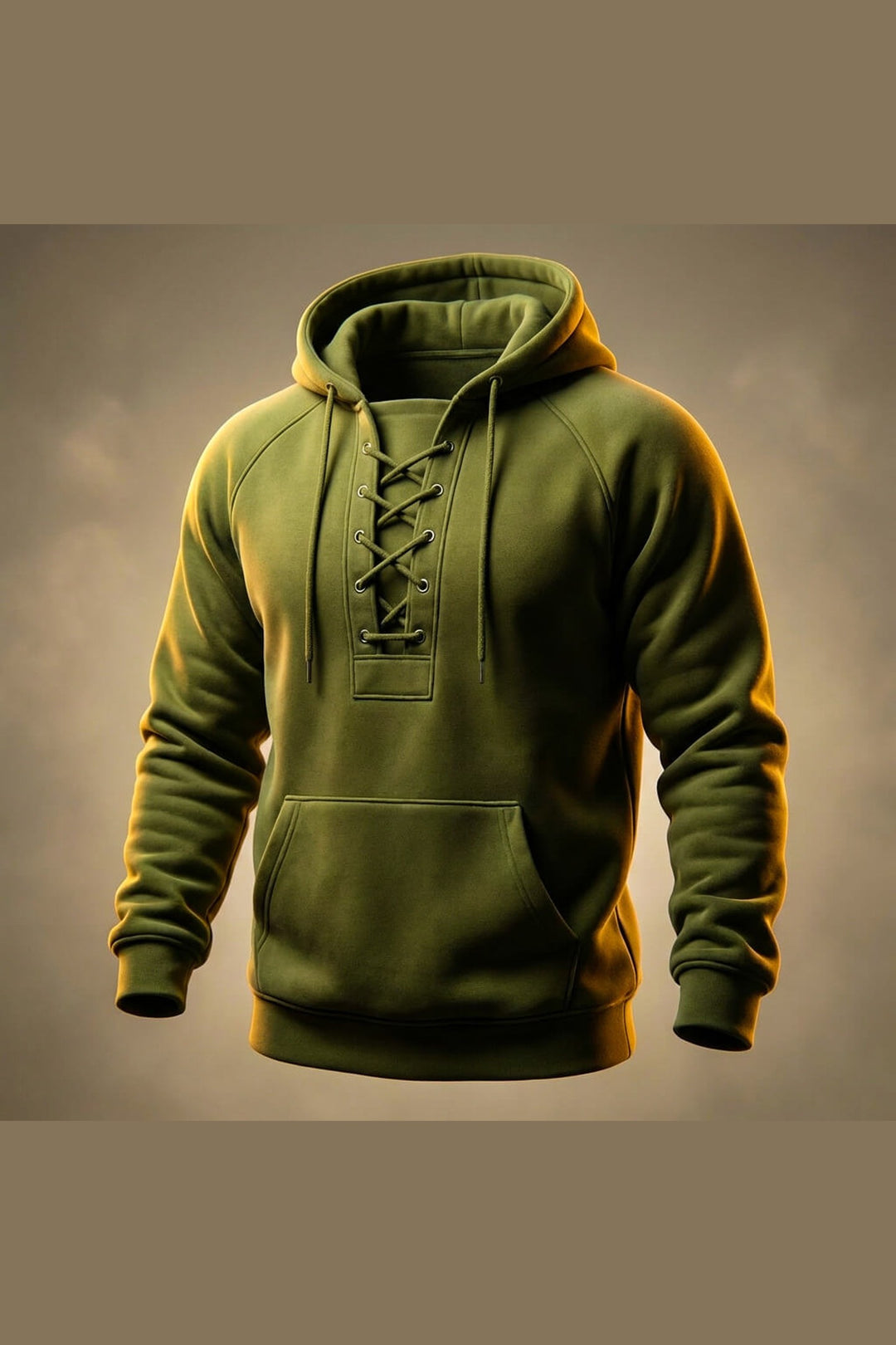 Men's Organic Cotton Hoodie – Lace-Up Front Mid-Weight Hoodie