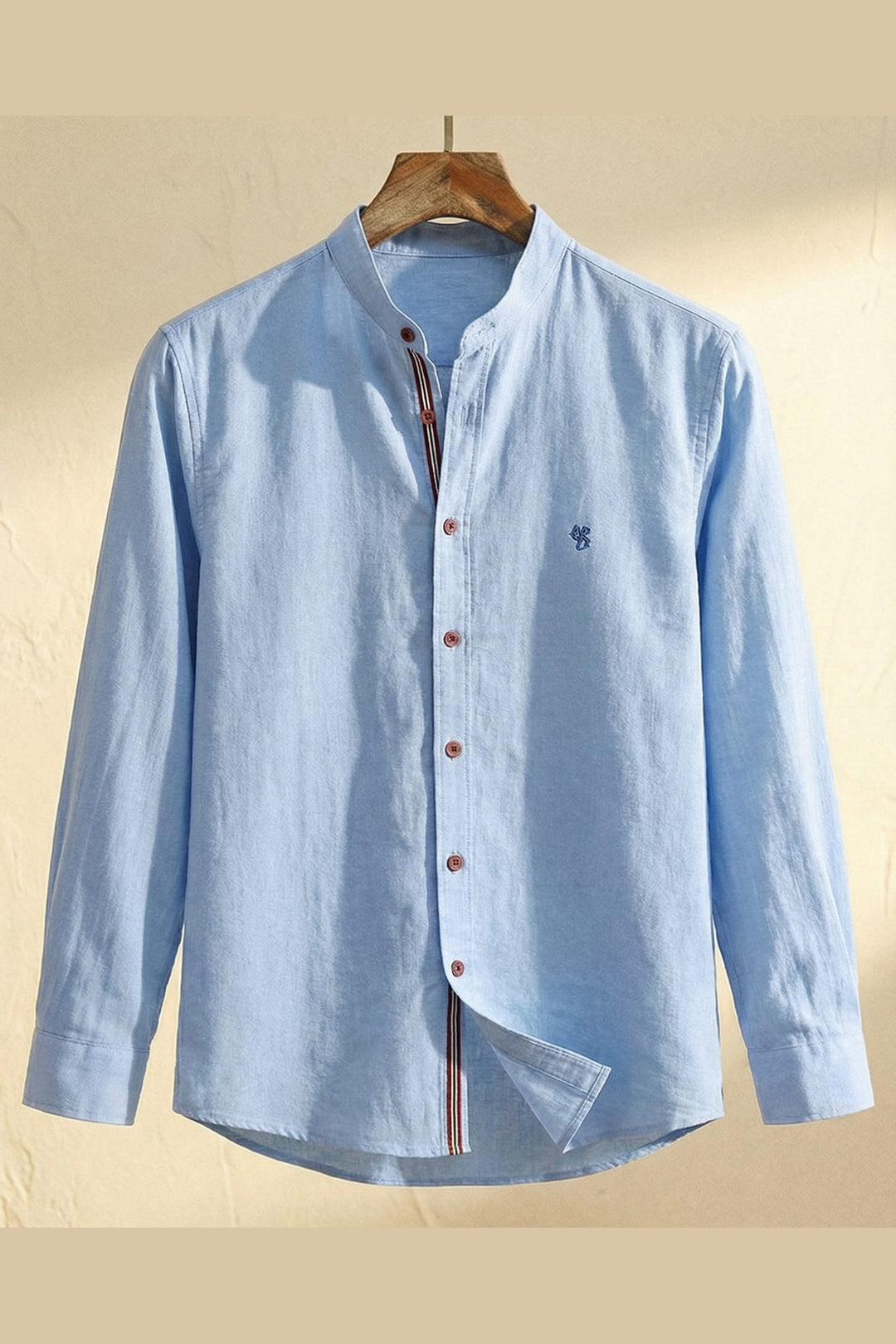 Men's Cotton Band Collar Shirt – Grandad Collar Casual Shirt