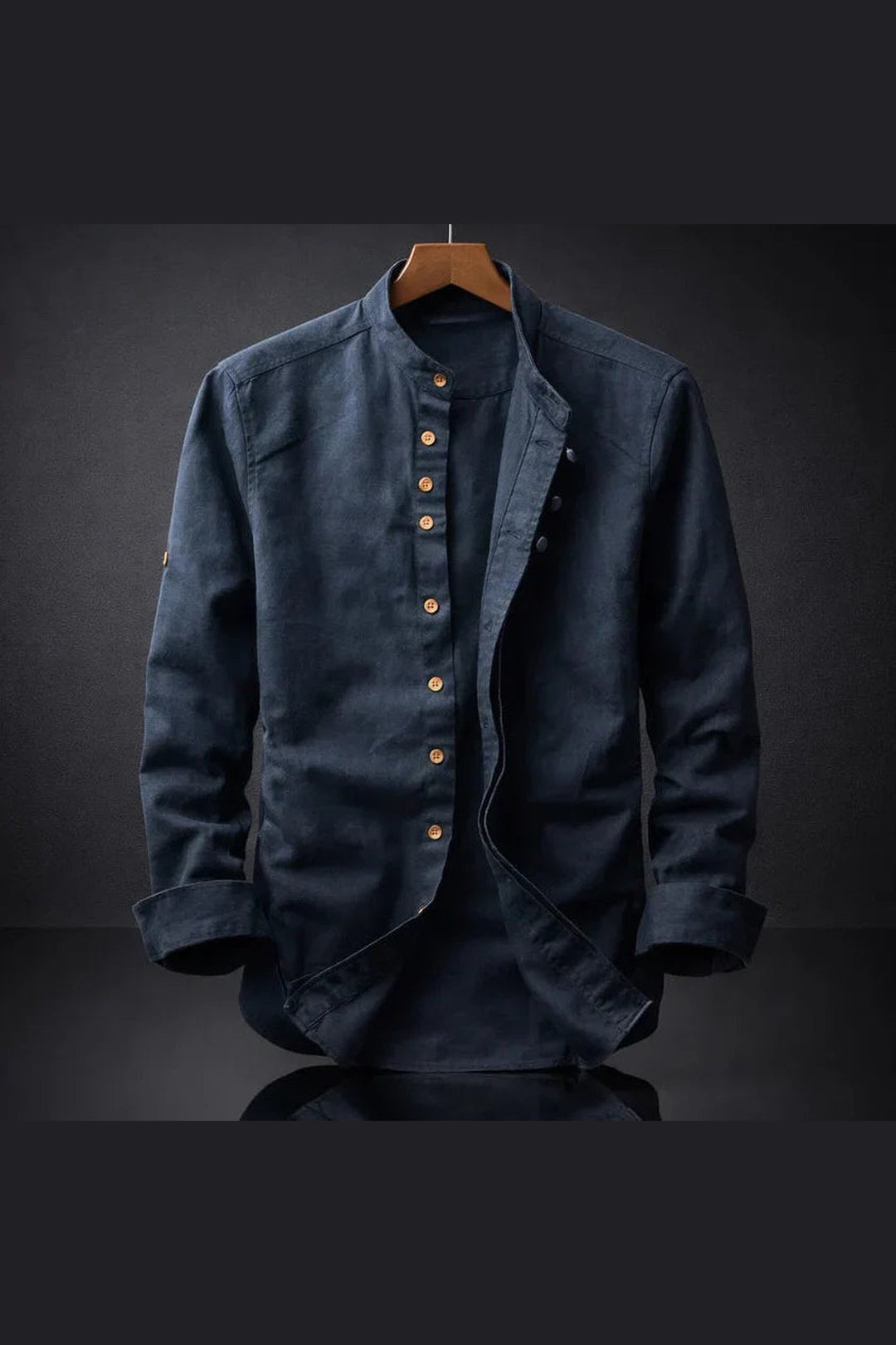 Men's Organic Cotton Shirt – Stand Collar Smart Casual