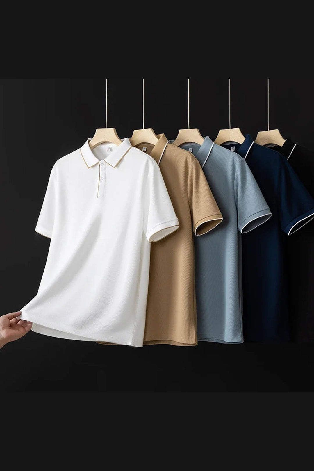Men's Textured Knit Polo Shirt – Breathable Stretch Performance Polo