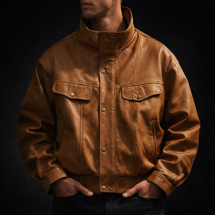 Men's Textured Leather Heritage Jacket – Vintage Layering Jacket
