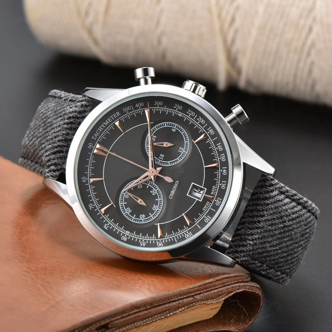 Men's Canvas Strap Chronograph Watch – Stainless-Steel Case
