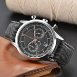 Men's Canvas Strap Chronograph Watch – Stainless-Steel Case