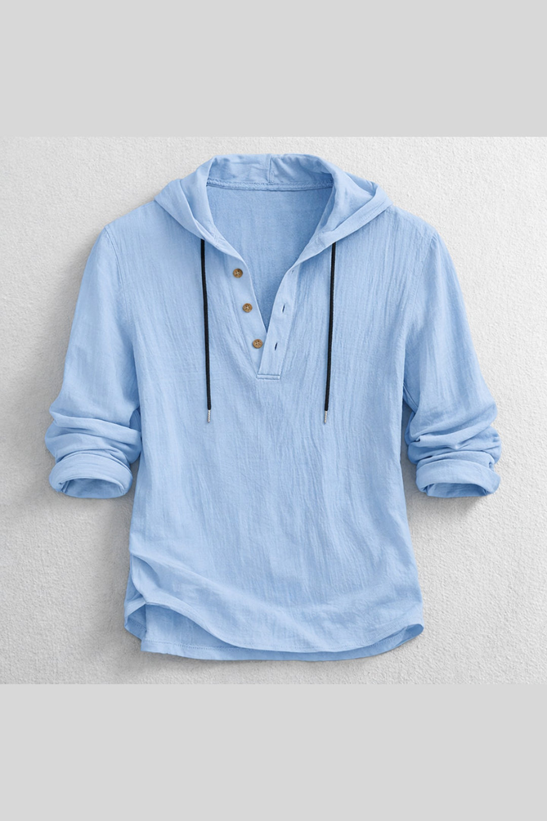 Men's Linen Hooded Henley – Breathable Relaxed Summer Shirt
